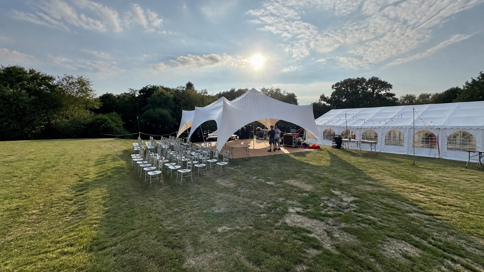 Capri marquee set up on a lawn