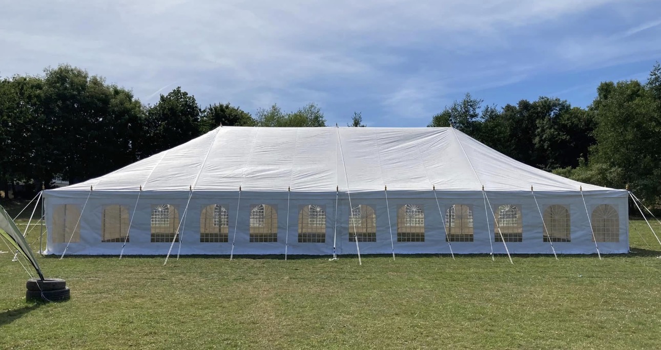 9 by 18 metre traditional pole tent